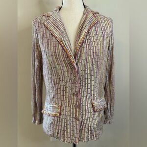 Passion Concept eclectic floral & striped chic blazer SZ M